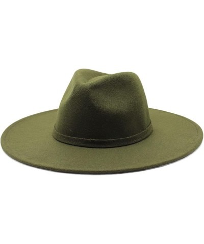 Ladies Wide Brim Wool Felt Jazz Fedora Thermal Hat Army Gn(9) $15.19 Fedoras