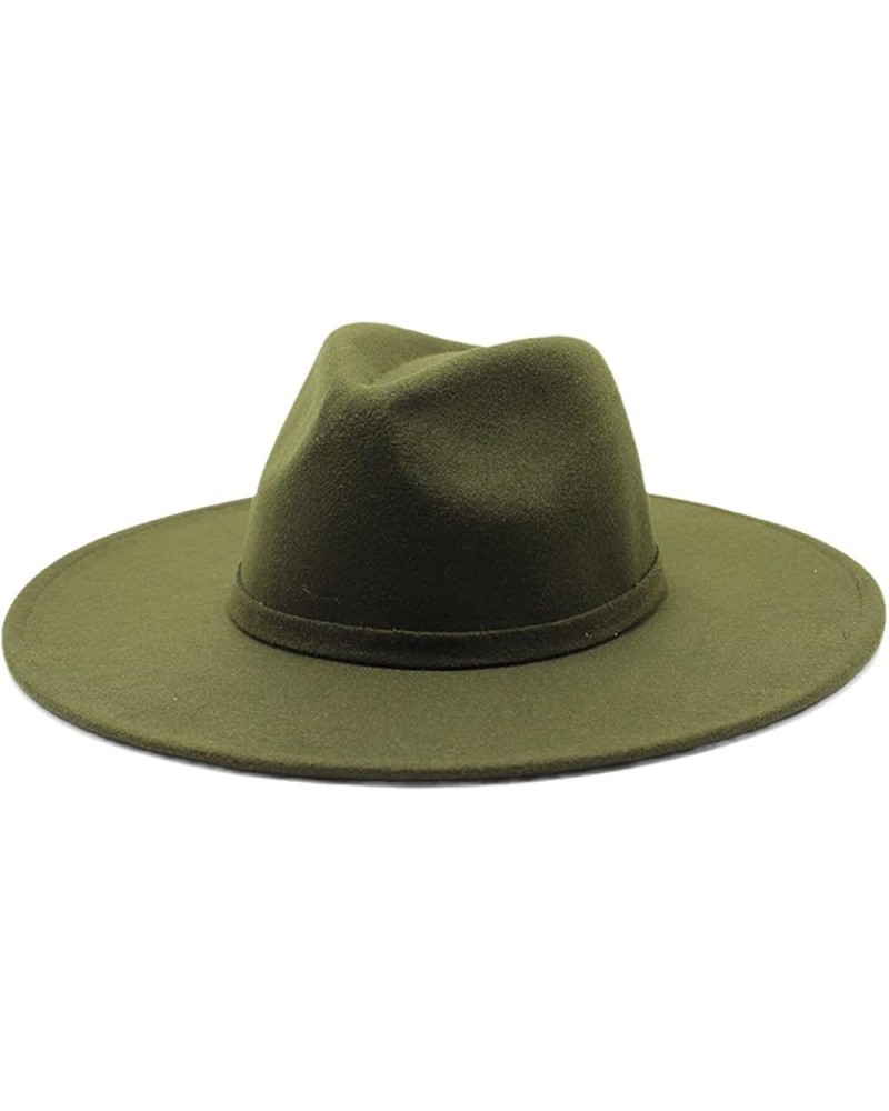 Ladies Wide Brim Wool Felt Jazz Fedora Thermal Hat Army Gn(9) $15.19 Fedoras