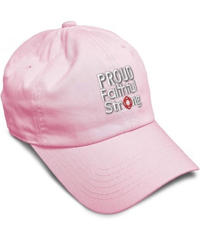 Soft Baseball Cap Proud Faithful Strong Cotton Dad Hats for Men & Women Soft Pink $16.81 Baseball Caps