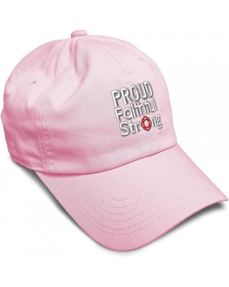 Soft Baseball Cap Proud Faithful Strong Cotton Dad Hats for Men & Women Soft Pink $16.81 Baseball Caps