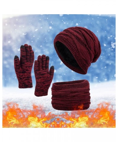 Beanie Hat Scarf Gloves 3 in 1 Winter Set Knitted Scarf Hat Touch Screen Gloves and Winter Warmer for Unisex A $9.59 Scarves