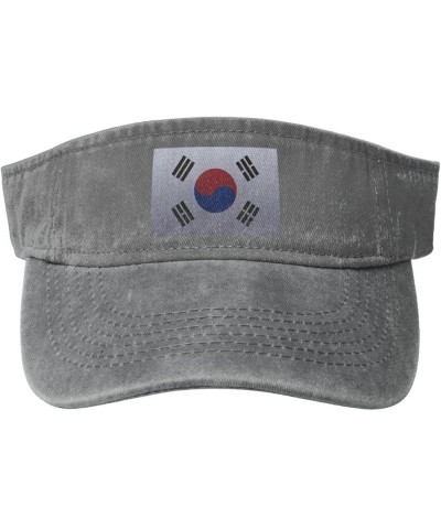 Flag of South Korea Knitting Effect Sun Visor Hats for Women Men Adjustable Sports Sun Hats Cotton Golf Cap Gray $9.95 Visors