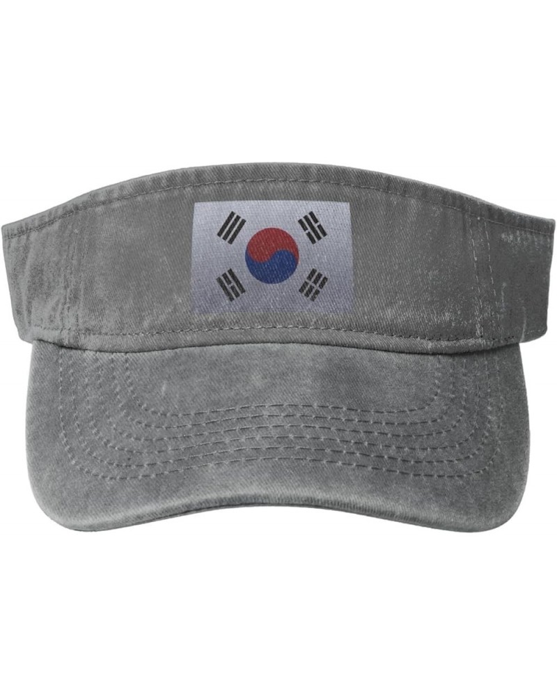 Flag of South Korea Knitting Effect Sun Visor Hats for Women Men Adjustable Sports Sun Hats Cotton Golf Cap Gray $9.95 Visors