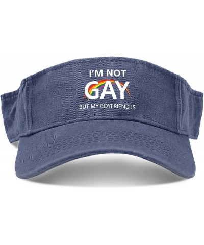 I'm Not Gay But My Boyfriends is Visor Hats for Women Cap Visor Hat for Adult Baseball Hats Packable LGBT Ponytail Caps Navy ...