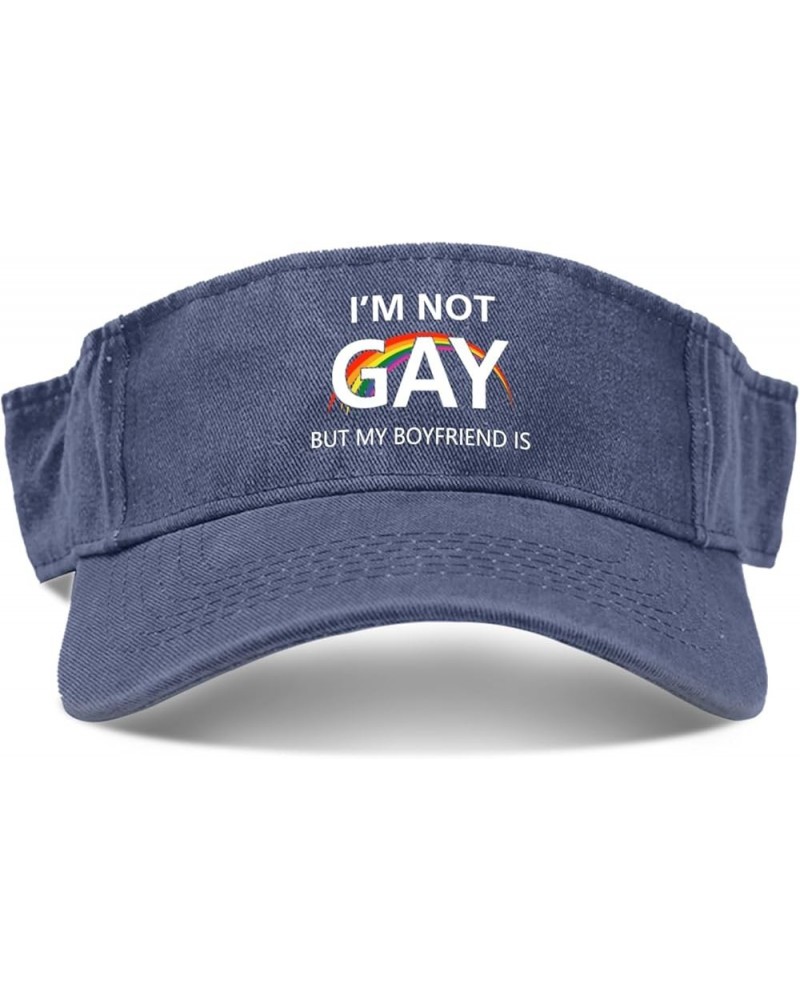 I'm Not Gay But My Boyfriends is Visor Hats for Women Cap Visor Hat for Adult Baseball Hats Packable LGBT Ponytail Caps Navy ...