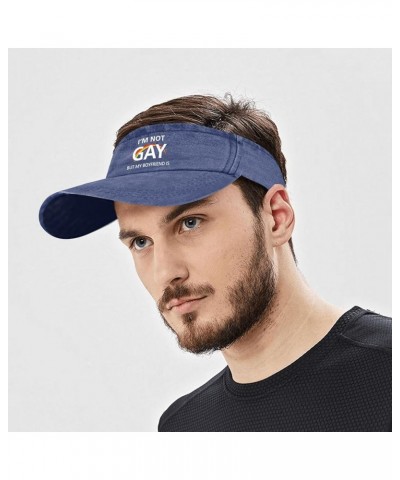 I'm Not Gay But My Boyfriends is Visor Hats for Women Cap Visor Hat for Adult Baseball Hats Packable LGBT Ponytail Caps Navy ...