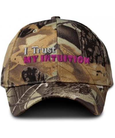 Camo Baseball Cap I Trust My Intuition Cotton Hunting Dad Hats for Men & Women Forest Tree Khaki $16.49 Baseball Caps