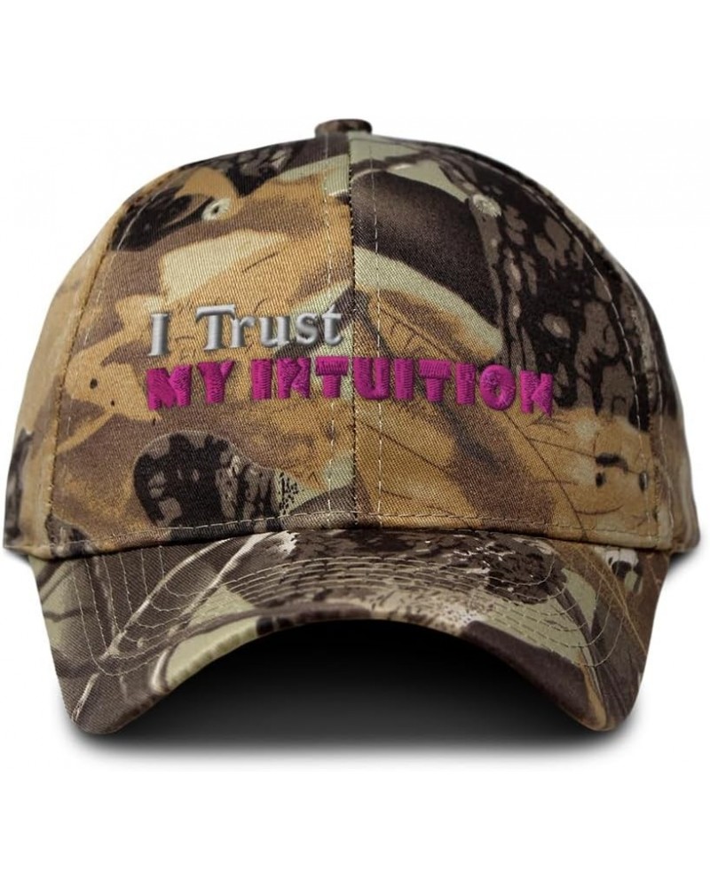 Camo Baseball Cap I Trust My Intuition Cotton Hunting Dad Hats for Men & Women Forest Tree Khaki $16.49 Baseball Caps