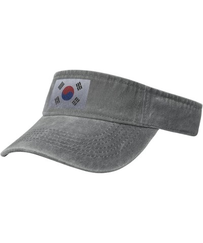 Flag of South Korea Knitting Effect Sun Visor Hats for Women Men Adjustable Sports Sun Hats Cotton Golf Cap Gray $9.95 Visors