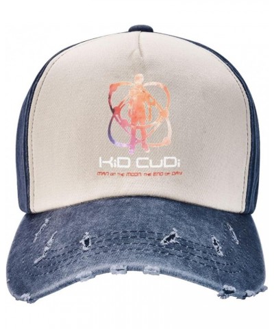 Kid Music Cudi Baseball Cap Washed Low Profile Distressed Dad Hat Unisex Denim Adjustable Cap Dark Red Navy Blue $10.97 Baseb...