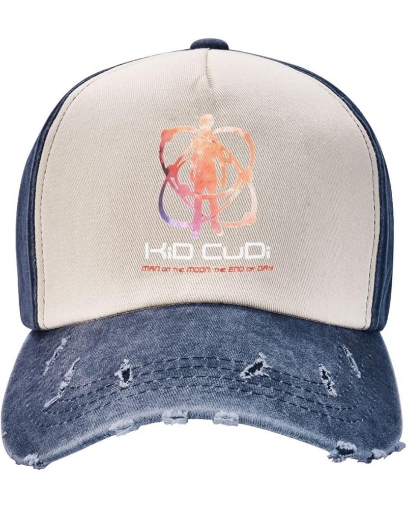 Kid Music Cudi Baseball Cap Washed Low Profile Distressed Dad Hat Unisex Denim Adjustable Cap Dark Red Navy Blue $10.97 Baseb...