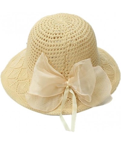 Womens Knit Wide Brim Sun Hat Cloche Bucket Hat Fishing Hat Beach Solid Color Foldable Summer Cap Yellow $12.31 Sun Hats