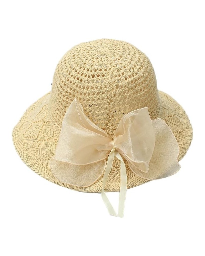 Womens Knit Wide Brim Sun Hat Cloche Bucket Hat Fishing Hat Beach Solid Color Foldable Summer Cap Yellow $12.31 Sun Hats