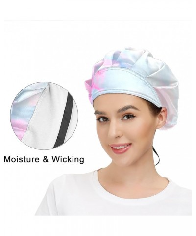 Adjustable Working Caps, Sky Cloud Tie Back Cover Hair Bouffant Hats Sweatband for Women Men 10 Marble Abstract Painting (334...