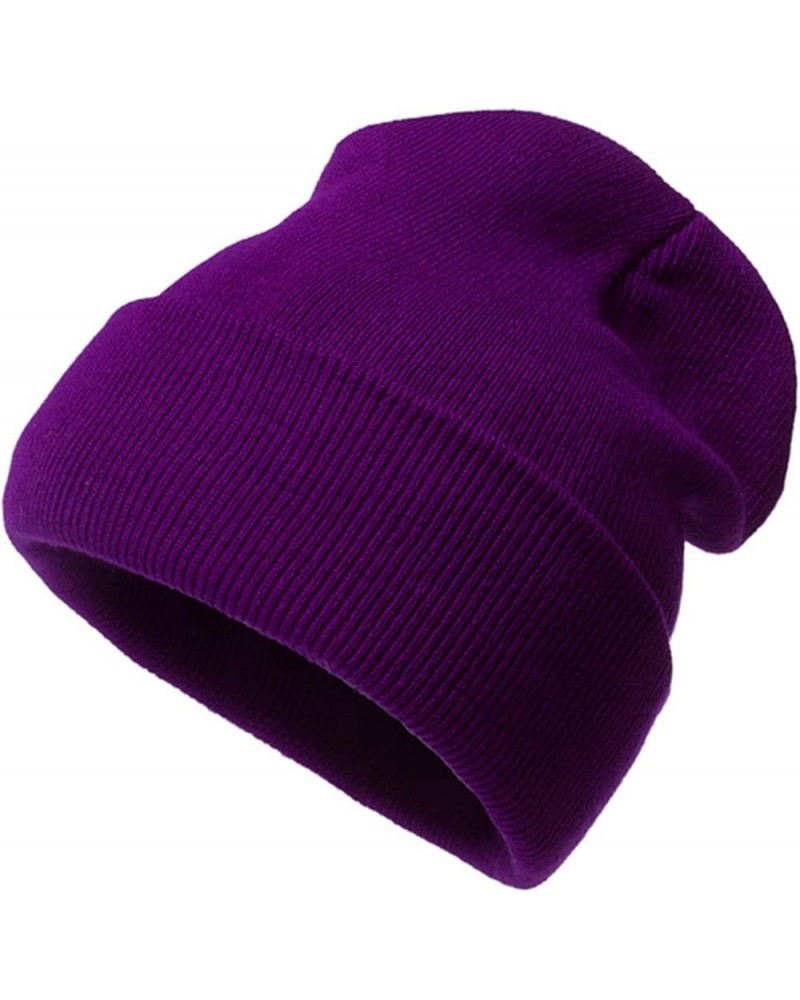 Womens Knitted Hat with Visor Brim Winter Slouchy Hat Warm Lined Snow Caps Gifts Christmas Purple $6.15 Skullies & Beanies