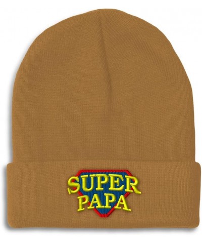 Beanies for Men Super Papa Embroidery Letters Winter Hats for Women Acrylic Skull Cap 1 Size Khaki Design Only $11.21 Skullie...