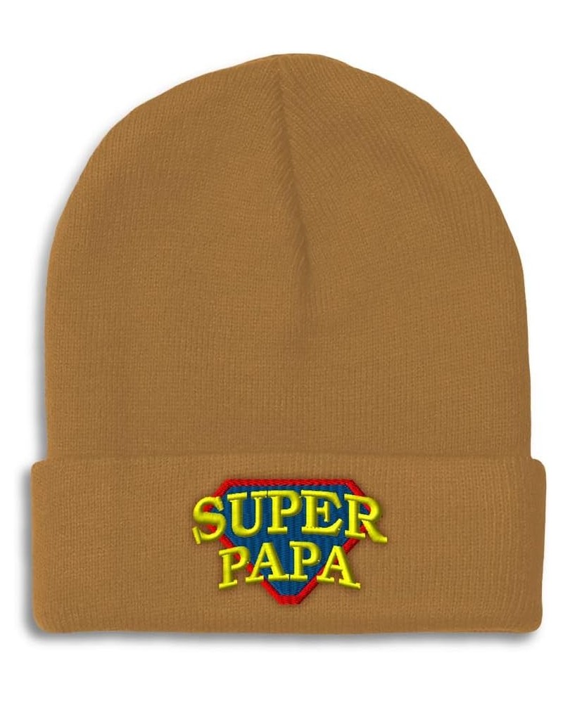 Beanies for Men Super Papa Embroidery Letters Winter Hats for Women Acrylic Skull Cap 1 Size Khaki Design Only $11.21 Skullie...