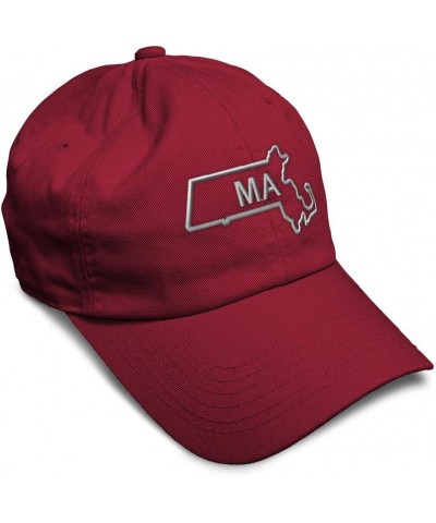 Soft Baseball Cap Massachusetts State Map Ma Embroidery Names Cotton Dad Hats for Men & Women Burgundy Design Only $14.84 Bas...