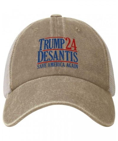 Save America Again Trump Desantis 2024 Cowboy Hat Men Vintage Mesh Baseball Cap Women Dad Hat Trucker Hat Black Natural $12.0...