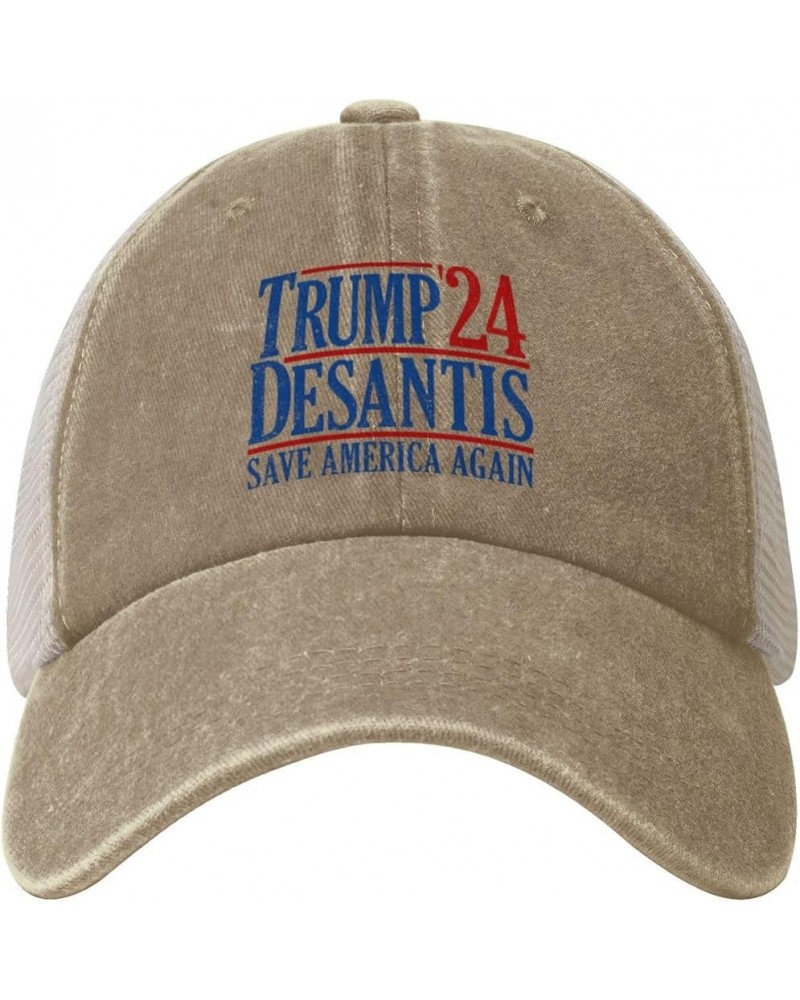 Save America Again Trump Desantis 2024 Cowboy Hat Men Vintage Mesh Baseball Cap Women Dad Hat Trucker Hat Black Natural $12.0...