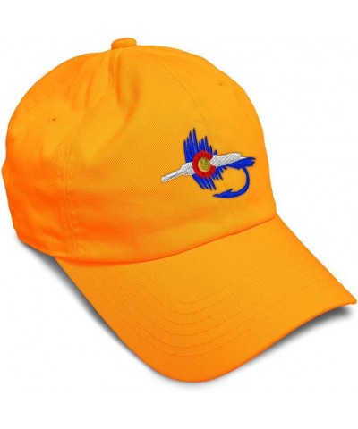 Soft Baseball Cap Colorado Flag Fishing Fly Embroidery Cotton Dad Hats for Men & Women Orange Design Only $13.72 Baseball Caps