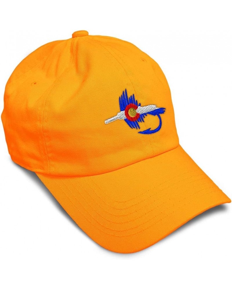 Soft Baseball Cap Colorado Flag Fishing Fly Embroidery Cotton Dad Hats for Men & Women Orange Design Only $13.72 Baseball Caps