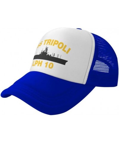 USS Tripoli LPH 10 Flag-Trucker Hats Denim Hats Cowboy Knit hat Baseball Caps Fisherman's hat Blue $16.78 Baseball Caps