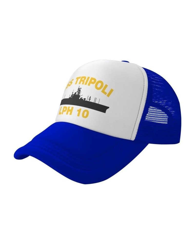 USS Tripoli LPH 10 Flag-Trucker Hats Denim Hats Cowboy Knit hat Baseball Caps Fisherman's hat Blue $16.78 Baseball Caps