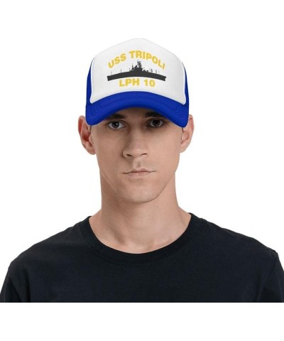 USS Tripoli LPH 10 Flag-Trucker Hats Denim Hats Cowboy Knit hat Baseball Caps Fisherman's hat Blue $16.78 Baseball Caps