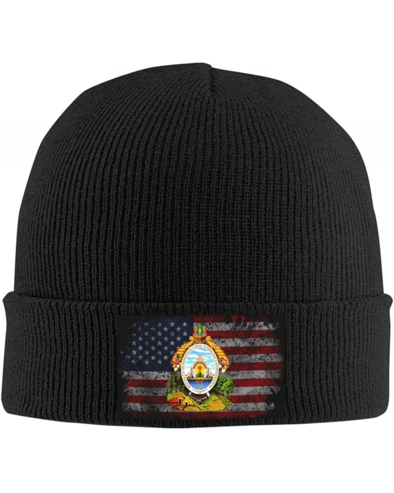 Coat of Arms of Honduras Cozy Knitted Hat for Winter - Warm Comfort Black Black $14.60 Skullies & Beanies