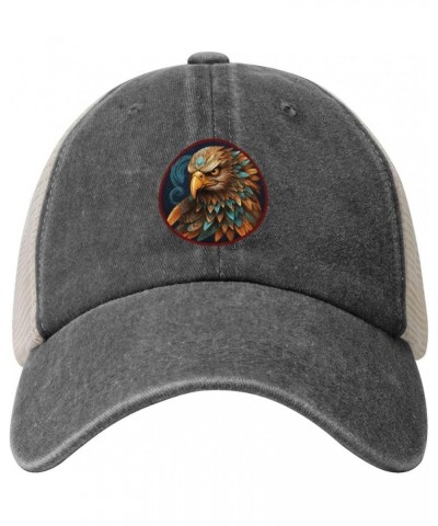 Mesh Baseball CapAdjustable Dad Hat Novelty Denim Trucker Hats for Men and Women, Majestic Eagle Pattern Deep Heather $9.32 B...