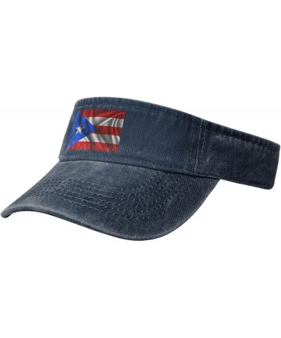 Silk Style Flag of Puerto Rico Sun Visor Hats for Women Men Adjustable Sports Sun Hats Cotton Golf Cap Navy Blue $13.35 Visors