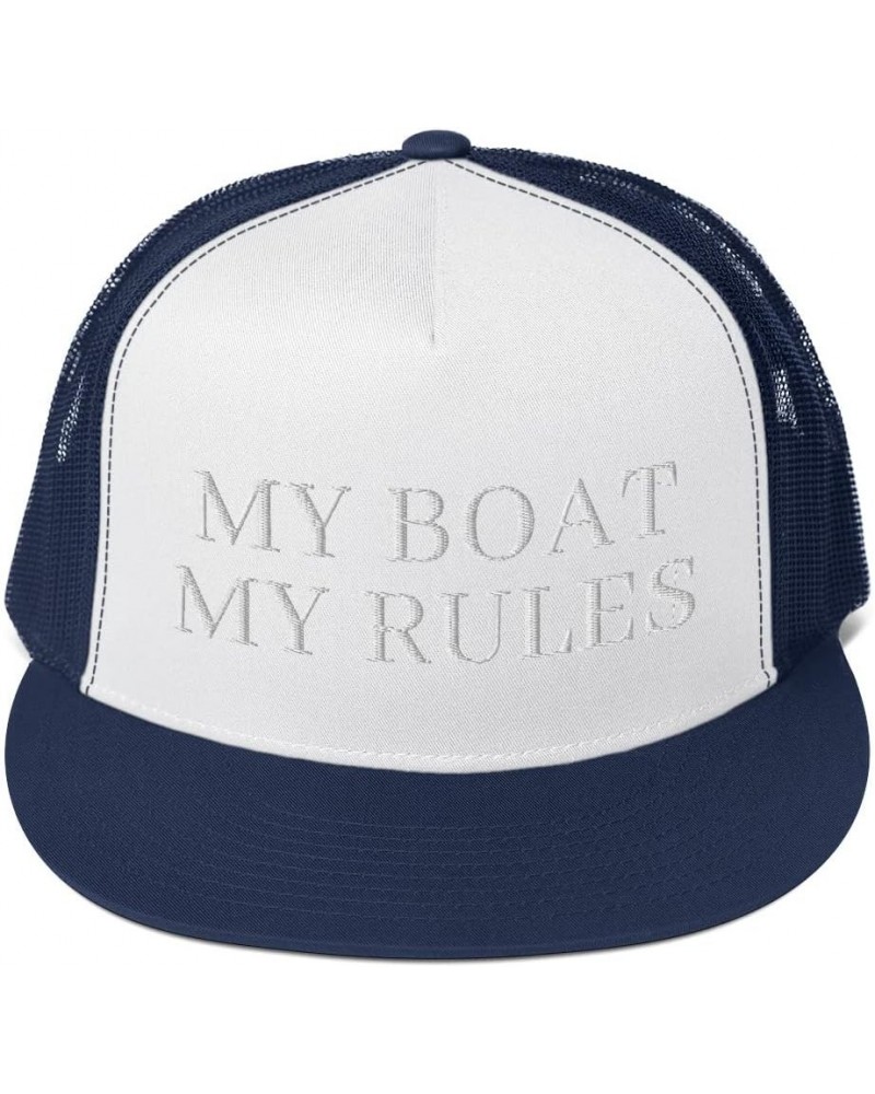 My Boat My Rules Hat (Embroidered Trucker Cap) Captain Boat Owner Funny Navy/ White/ Navy $18.41 Baseball Caps