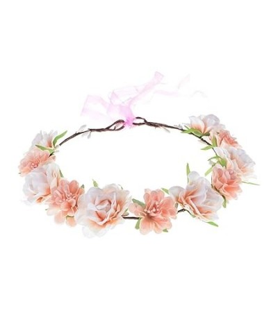 Women Flower Headband Bridal Floral Crown Wreath Girls BOHO Garland Halo (Pink) Coral $7.55 Headbands