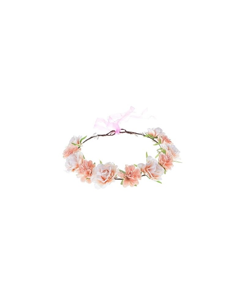 Women Flower Headband Bridal Floral Crown Wreath Girls BOHO Garland Halo (Pink) Coral $7.55 Headbands