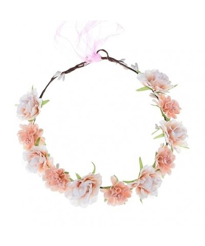 Women Flower Headband Bridal Floral Crown Wreath Girls BOHO Garland Halo (Pink) Coral $7.55 Headbands