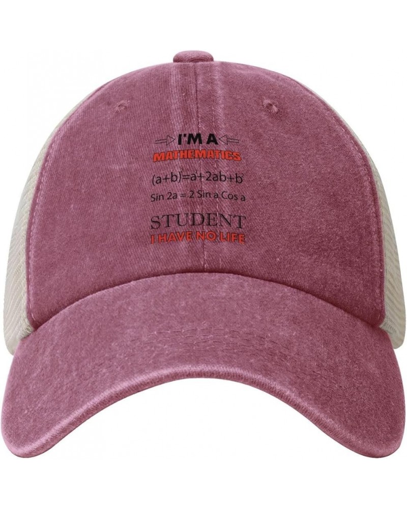 I'm A Mathematics Student I Have No Life Baseball Cap for Women Mens Hats Retro Mesh Caps Dad Hat Red $11.68 Baseball Caps