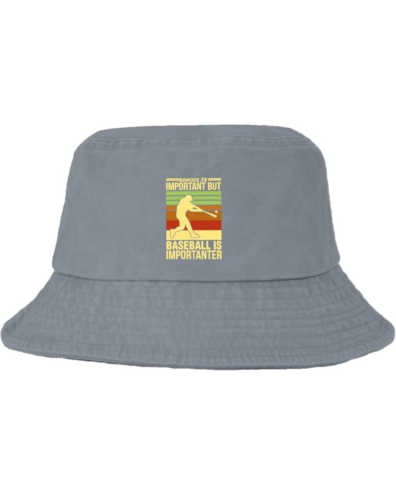 School is Important But Baseball is Importanter Bucket Hats Bucket Hats Funny Women Hats for Beach Accessories for Light Grey...