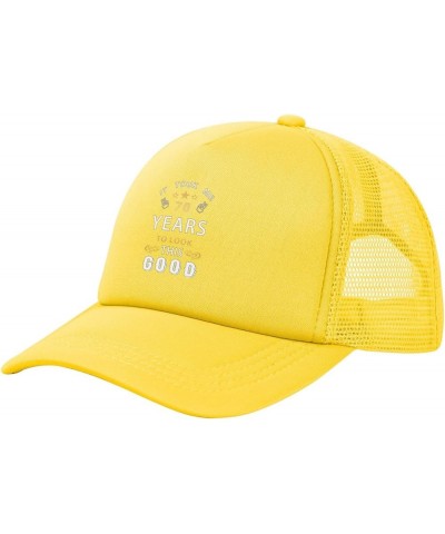 Dad Hat/Cap Mesh Baseball Cap Adjustable Trucker Hat Unisex Yellow $11.90 Baseball Caps