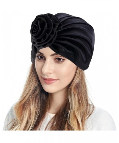 Cuffed Beanie Hat for Men Women Muslim Turban Flowers Hair Bonnet Head Scarf Wrap Cover Winter Hats for Women Black $6.60 Sku...