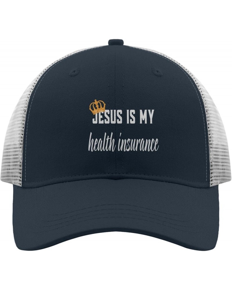 jesuss is My healthh insurancee Baseball Cap Vintage hat Apricot Mens Baseball Cap Gifts for Mom Golf Hats Marine Blue $9.73 ...