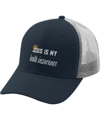 jesuss is My healthh insurancee Baseball Cap Vintage hat Apricot Mens Baseball Cap Gifts for Mom Golf Hats Marine Blue $9.73 ...