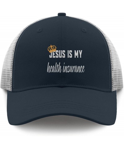 jesuss is My healthh insurancee Baseball Cap Vintage hat Apricot Mens Baseball Cap Gifts for Mom Golf Hats Marine Blue $9.73 ...