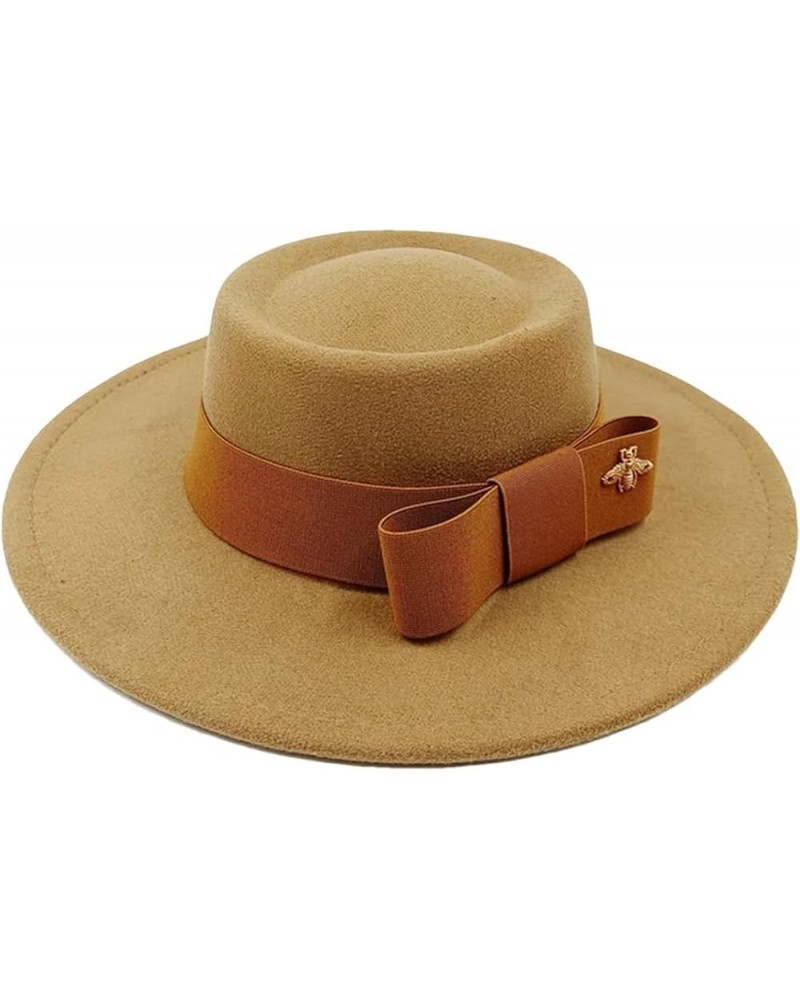 Men's and Women's Winter Fedora Hat Round Bumpy Surface Flat Top Bow Tie Elastic Band Jazz Hat 37 $20.33 Fedoras