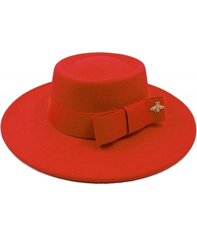 Men's and Women's Winter Fedora Hat Round Bumpy Surface Flat Top Bow Tie Elastic Band Jazz Hat 37 $20.33 Fedoras