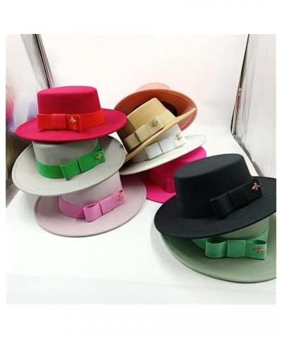 Men's and Women's Winter Fedora Hat Round Bumpy Surface Flat Top Bow Tie Elastic Band Jazz Hat 37 $20.33 Fedoras