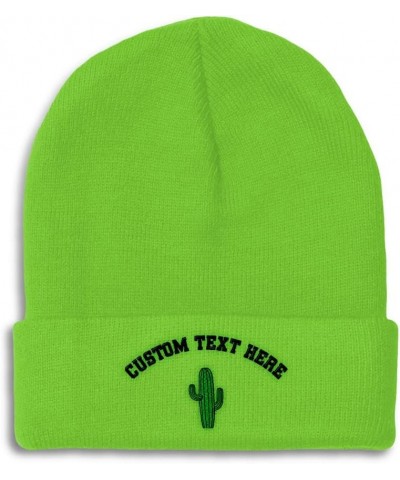 Beanies for Men Cactus B Embroidery Flowers and Plants Color Winter Hats for Women Acrylic Skull Cap 1 Size Lime Personalized...