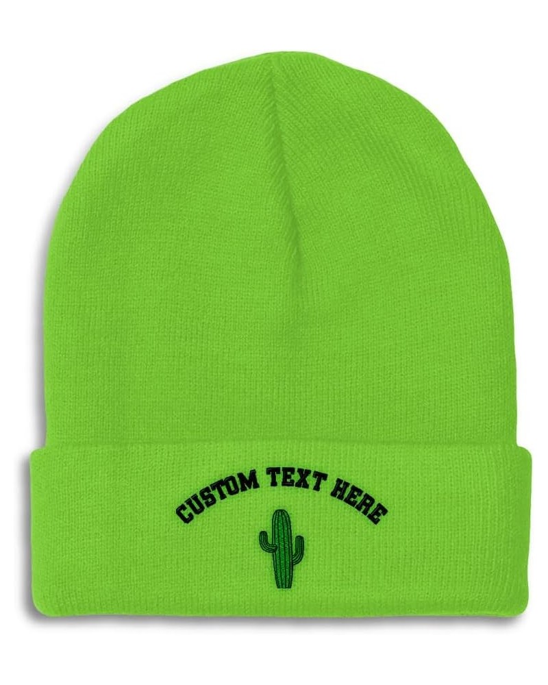 Beanies for Men Cactus B Embroidery Flowers and Plants Color Winter Hats for Women Acrylic Skull Cap 1 Size Lime Personalized...