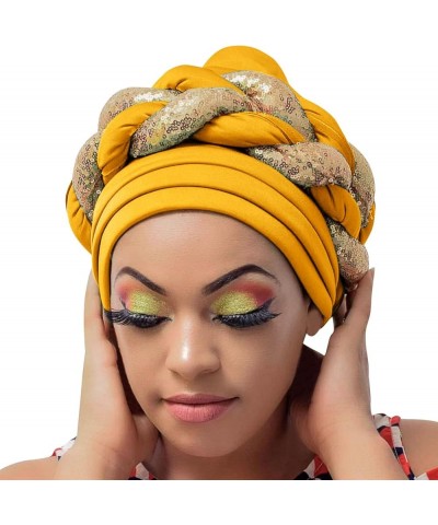 Fashion Women Beading Braid Hat Muslim Ruffle Cancer Wrap Cap Sleep Caps Satin Lined Hair Ladies Bucket Hat Yellow-d $13.93 B...