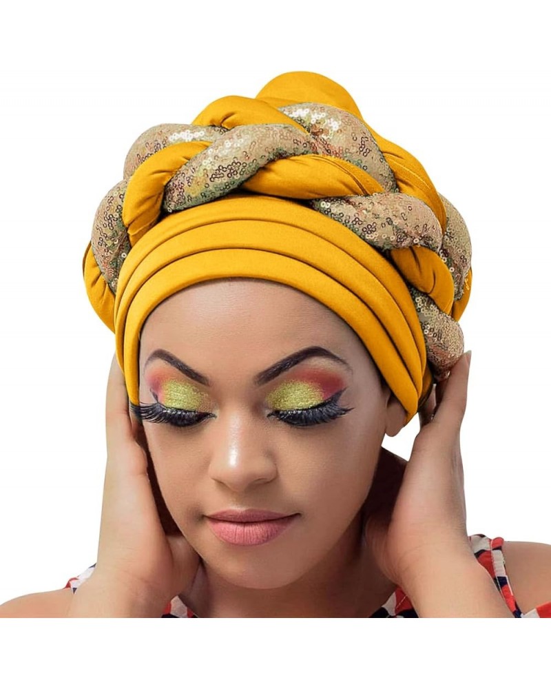 Fashion Women Beading Braid Hat Muslim Ruffle Cancer Wrap Cap Sleep Caps Satin Lined Hair Ladies Bucket Hat Yellow-d $13.93 B...